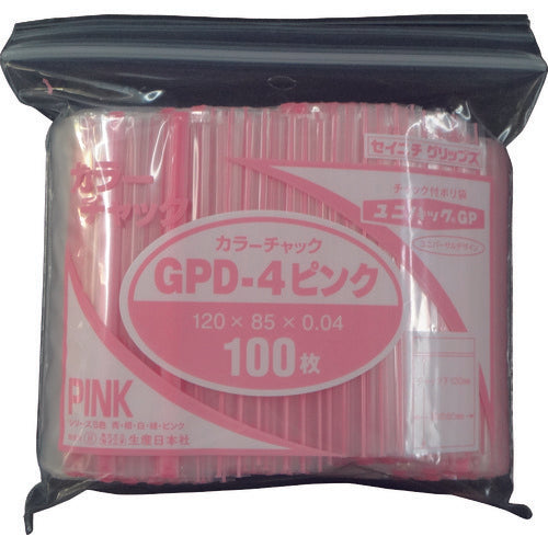 セイニチ　ユニパック　ＧＰ　Ｄ‐４　カラーチャック　ピンク　GP D-4 COLOR CHAKKU PINK　1 袋