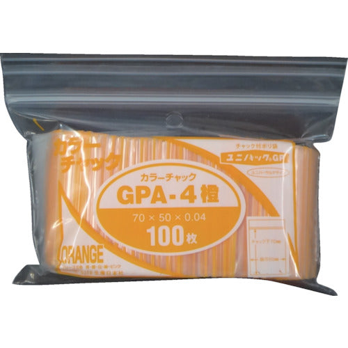 セイニチ　ユニパック　ＧＰ　Ａ‐４　カラーチャック　ダイダイ　GP A-4 COLOR CHAKKU DAIDAI　1 袋