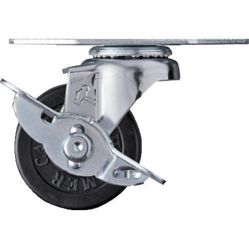 해머 플레이트식 코너 캐스터 선회식 고무 바퀴 50mm 스토퍼 부착 215E-R50 1개