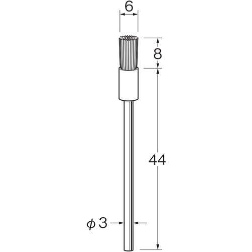 リューター　軸付エンド型ブラシ軸径（ｍｍ）：３毛材：ブラウン（馬毛）　B4214　1 袋