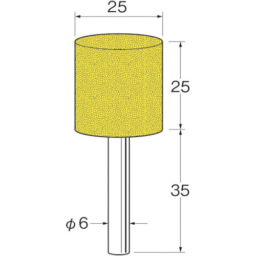 リューター　軸付セラミックゴム砥石（金属研磨用）外径（ｍｍ）：２５粒度（＃）：１８０　R2183　1袋