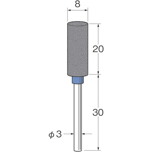 リューター　軸付セラミックゴム砥石（金属研削用）外径（ｍｍ）：８粒度（＃）：１２０　R2332　1袋