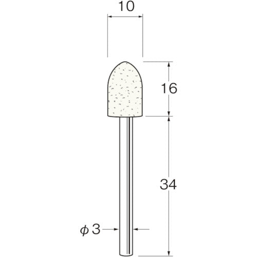 リューター　軸付フェルトバフ砲弾型幅（ｍｍ）１６　（５個入）　F3610　1 袋