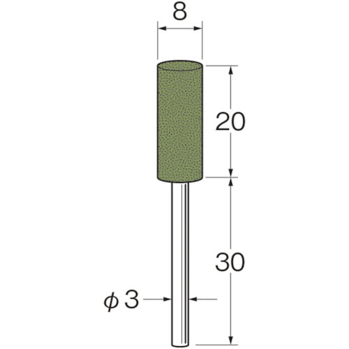 リューター　軸付セラミックゴム砥石（金属研磨用）外径（ｍｍ）：８粒度（＃）：２２０　R2134　1袋