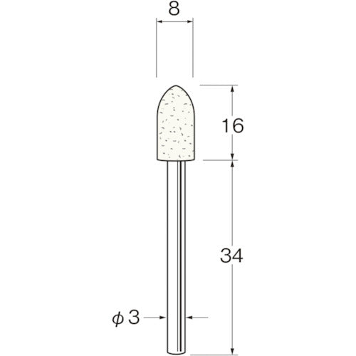 リューター　軸付フェルトバフ砲弾型幅（ｍｍ）１６　（５個入）　F3508　1 袋