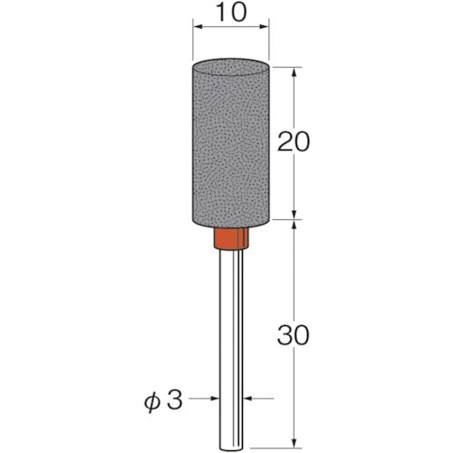 リューター　軸付セラミックゴム砥石（金属研削用）外径（ｍｍ）：１０粒度（＃）：８０　R2341　1袋