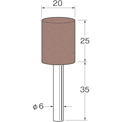 リューター　軸付セラミックゴム砥石（非金属研磨用）外径（ｍｍ）：２０粒度（＃）：５００　R2276　1袋