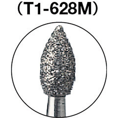 ＴＲＵＳＣＯ　ダイヤモンドバー　Φ１．８Ｘ刃長３．５Ｘ軸１．６　＃１４０　T1-628M　1 本