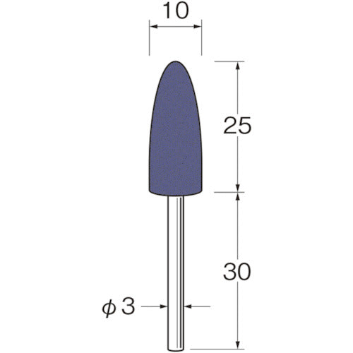 リューター　軸付グリーンカーボランダムゴム砥石外径（ｍｍ）：１０粒度（＃）：９０　R3342　1袋