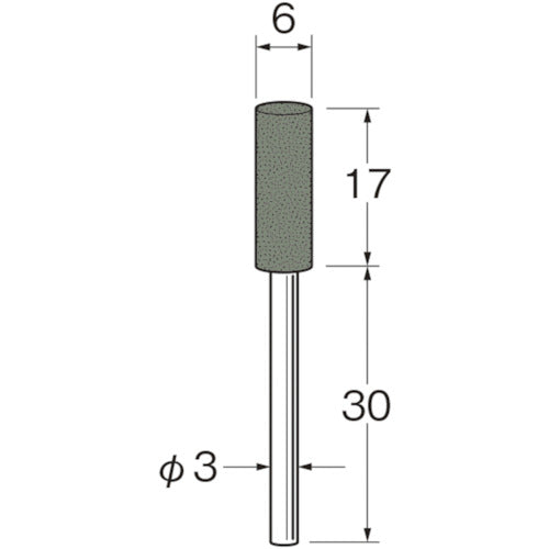 リューター　軸付セラミックゴム砥石（非金属研磨用）外径（ｍｍ）：６粒度（＃）：２２０　R2224　1袋