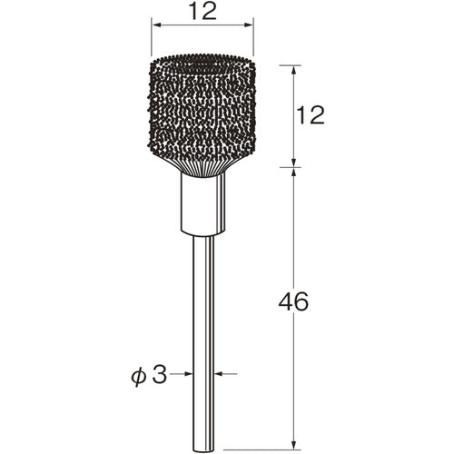 リューター　軸付傘型ブラシ軸径（ｍｍ）：３毛材：硬鋼線　B6318　1 袋