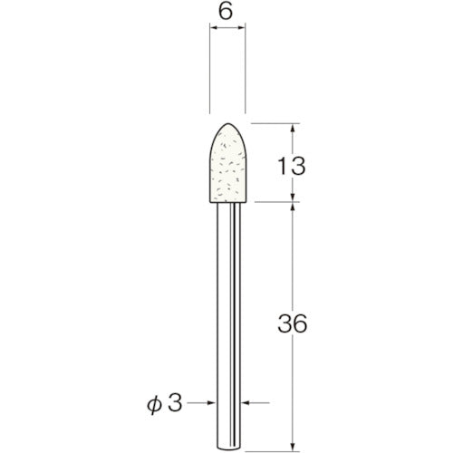 リューター　軸付フェルトバフ砲弾型幅（ｍｍ）１３　（５個入）　F3606　1 袋