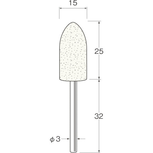 リューター　軸付フェルトバフ砲弾型幅（ｍｍ）２５　（５個入）　F3615　1 袋