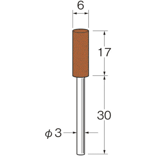 リューター　軸付セラミックゴム砥石（金属研磨用）外径（ｍｍ）：６粒度（＃）：５００　R2126　1袋