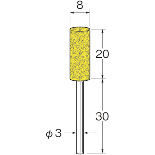 リューター　軸付セラミックゴム砥石（金属研磨用）外径（ｍｍ）：８粒度（＃）：１８０　R2133　1袋