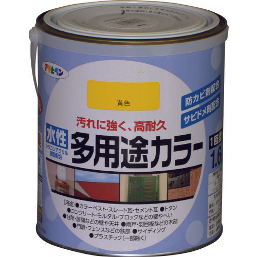 アサヒペン　水性多用途カラー１．６Ｌ黄色　461643　1缶