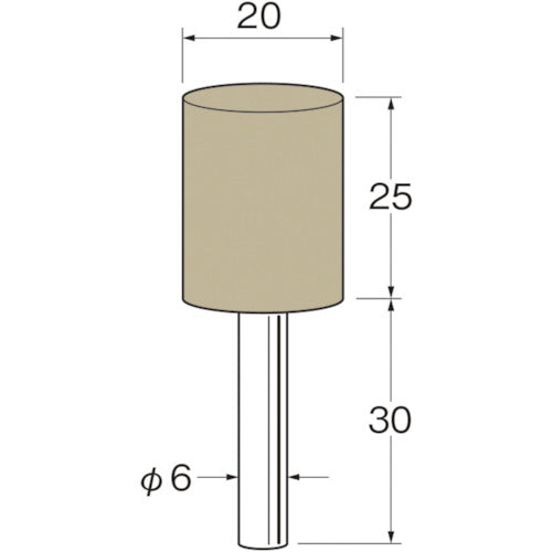 リューター　軸付弾性砥石（ＰＶＡ砥石）外径（ｍｍ）：２０粒度（＃）：８０　R7621　1袋