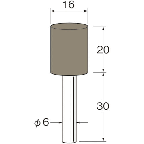 リューター　軸付弾性砥石（ＵＢ砥石）外径（ｍｍ）：１６粒度（＃）：９０　R8611　1袋