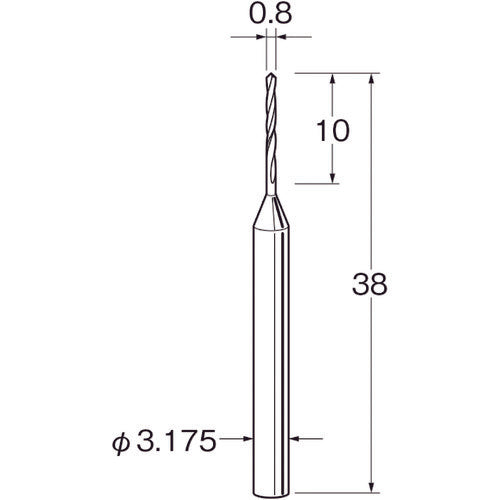 リューター　ツイストドリル（超硬合金）刃径（ｍｍ）：０．８シャンク径（ｍｍ）：３．１７５　T3008　1 袋