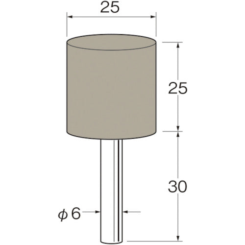 リューター　軸付弾性砥石（ＰＶＡ砥石）外径（ｍｍ）：２５粒度（＃）：１２０　R7632　1袋