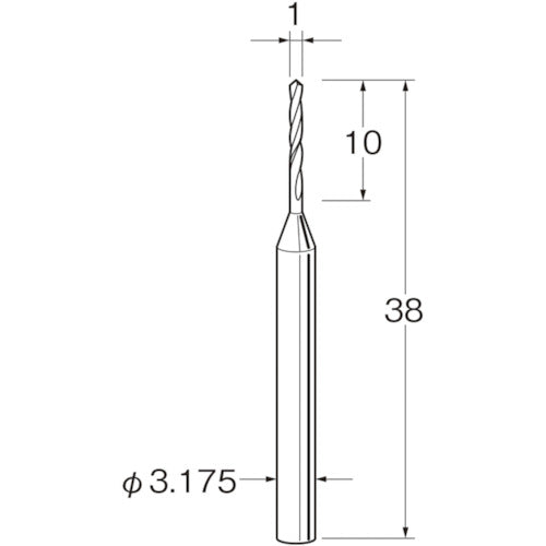 リューター　ツイストドリル（超硬合金）刃径（ｍｍ）：１シャンク径（ｍｍ）：３．１７５　T3010　1 袋