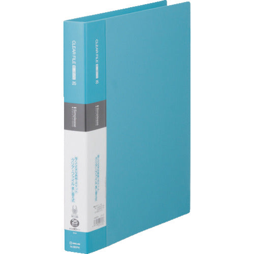 KING JIM Simple Clear File, Interchangeable, A4 Vertical, Light Blue, 30 Holes, 25 Pockets, Maximum 80 Pockets, 138SPW-LB, 1 Book