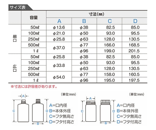 NPボトル（広口）50mL 100本 1310-01　NPW-50 1ケース(100本入)