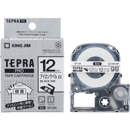 KING JIM [Genuine] "Tepra" PRO Tape 12mm Iron-on Label/Black Text 5m Length SF12K 1 pc