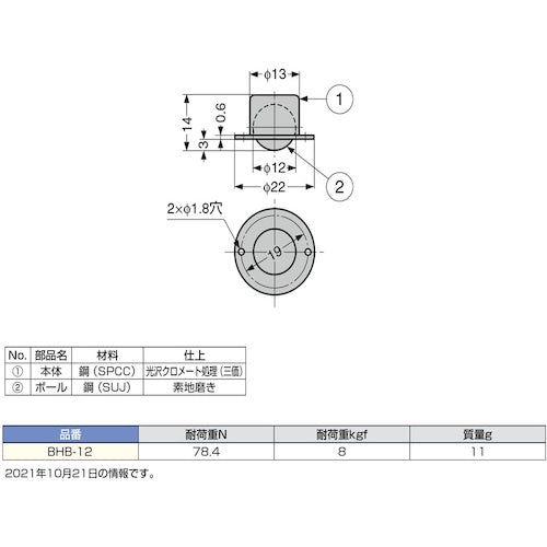 SUGATSUNE (200133040) BHB-12 굴착 볼 캐스터 아기 BHB-12 1 개