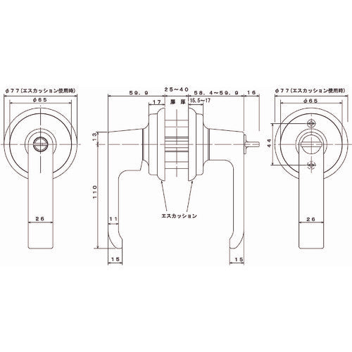 ＡＧＥＮＴ　ＬＰ−２００　取替用レバーハンドル　２スピンドル型　鍵付用　AGLP200000　1 Ｓ