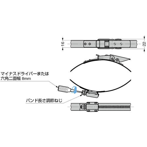 ＳＵＧＡＴＳＵＮＥ　（１２００４０４４０）ステンレス鋼製強力バンドクランプ　27-HT210-255SS　1個