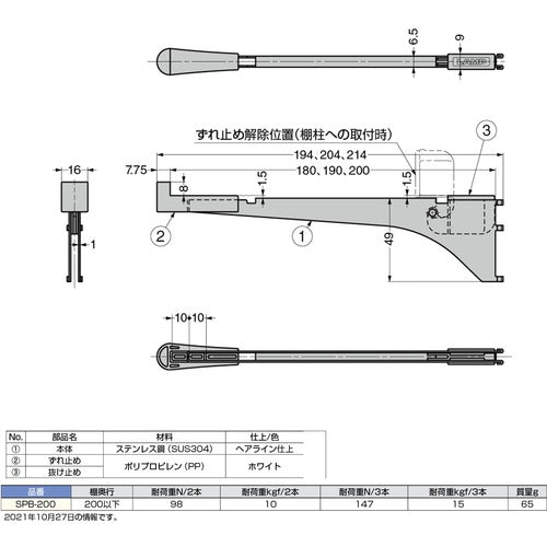 ＳＵＧＡＴＳＵＮＥ　（１２００２２２０４）ＳＰＢ−２００棚柱用ブラケット　SPB-200　1 本