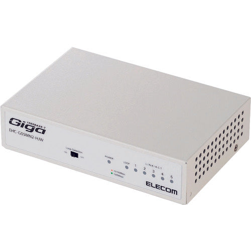 ELECOM 1000BASE-T compatible switching hub, 5 ports, built-in power supply model, white, EHC-G05MN2-HJW, 1 unit