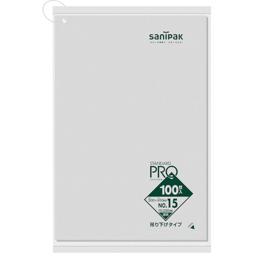 サニパック　Ｌ１５Ｈ規格袋吊り下げタイプ（０．０３）１５号　L15H-CL　1 冊