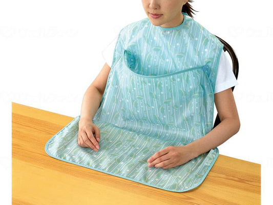 Kawamoto Sangyo Dining Apron Pocket Type Leaf Blue