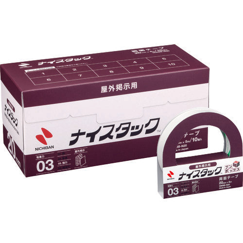 ニチバン　両面テープ　ナイスタック屋外掲示用　ＮＷＢＢ−Ｎ２０　２０ｍｍＸ５ｍ（大巻１０巻入）　NWBB-N20　1 箱