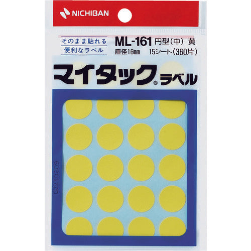 Nichiban My Tack Label (Color Label) ML-161 Yellow Round 16mm ML-1612 1 PK