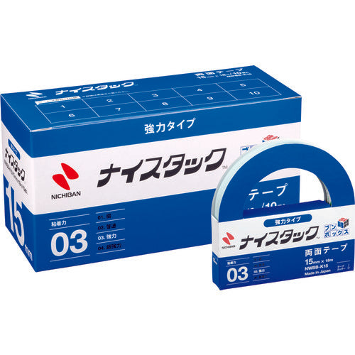 ニチバン　両面テープ　ナイスタック強力タイプ　ＮＷＢＢ−Ｋ１５　１５ｍｍＸ１８ｍ（大巻１０巻入）　NWBB-K15　1 箱