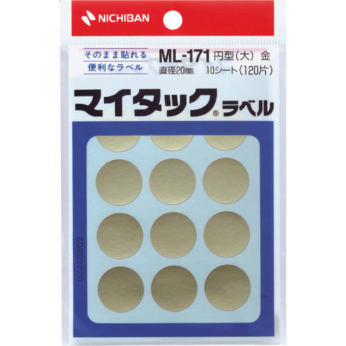 Nichiban My Tack Label (Color Label) ML-171 Gold Round 20mm ML-1719 1 PK