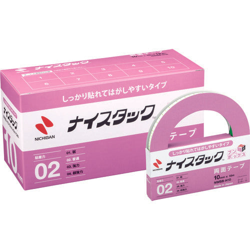 ニチバン　両面テープ　ナイスタックしっかり貼れてはがしやすいタイプ　ＮＷＢＢーＨ１０　１０ｍｍＸ１８ｍ（大巻１２巻入）　NWBB-H10　1 箱