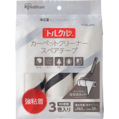 ＩＲＩＳ　５７２６０９　トルクル　カーペットクリーナースペアテープ強粘着３Ｐななめカット　ホワイト　CCHS-3RN-WH　1 PK