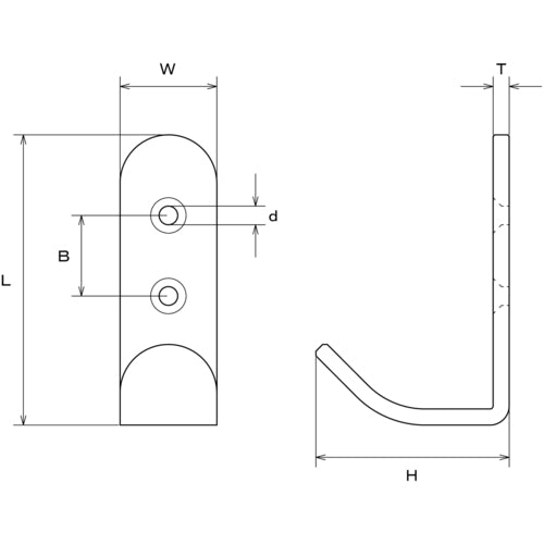 미즈모토 스테인리스 시트 후크 L형 길이 90mm B-2690 1개