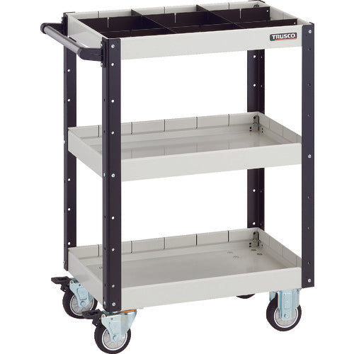 TRUSCCO 툴 왜건 이글 왜건 600X400XH880 심형 3단 1단 칸막이 붙이 우레탄 바퀴 화이트/블랙 EGW-963F3S1U-WBK 1대