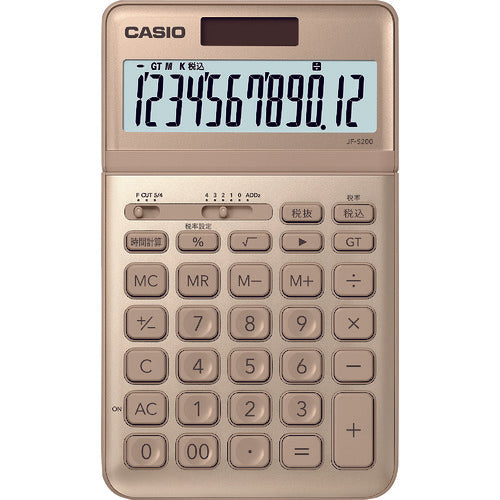 Casio Stylish Calculator (Just Type 12 digits) JF-S200-GD-N 1 unit