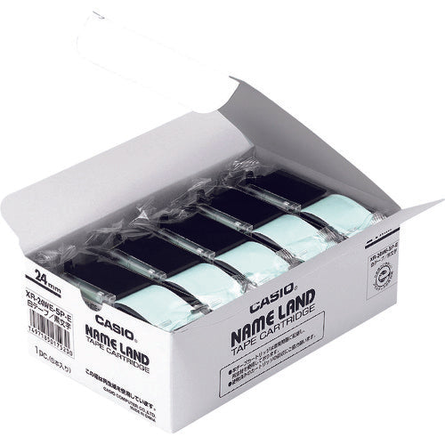 カシオ　ネームランド用スタンダードテープ５本入り２４ｍｍ　白に黒文字　XR-24WE-5P-E　1 箱