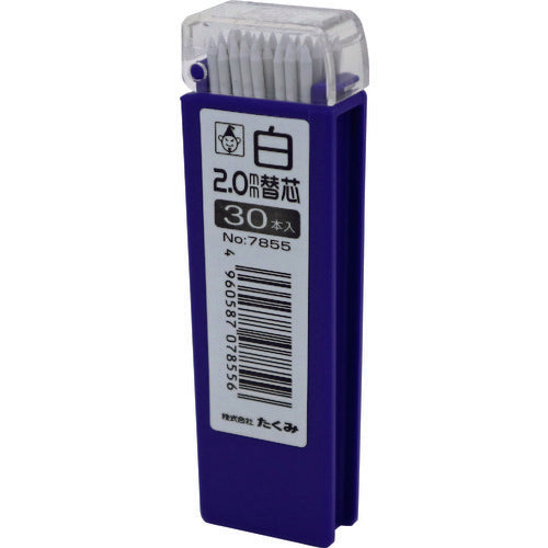 타쿠미 노크식 연필 대체 심 흰색 30개입 7855 1 PK