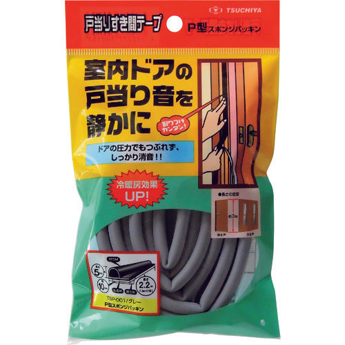 槌屋　戸当りすき間テープ　Ｐ型　グレー　TSP-001　1 巻
