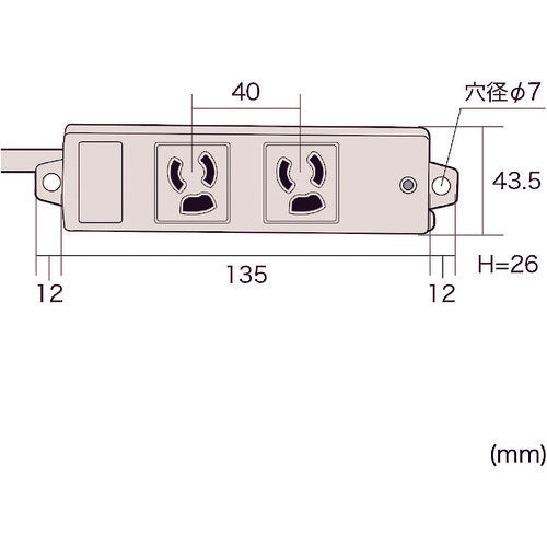 ＳＡＮＷＡ　工事物件タップ　抜け止めコンセントコンセント数２個口　ケーブル長１０ｍ　TAP-K2-10　1 個