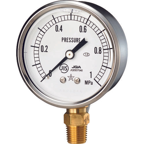 右下　グリセリン入圧力計　圧力レンジ０〜０．４ＭＰａ　接続部サイズＲ１／４　GLT-217-0.4MPA　1 個