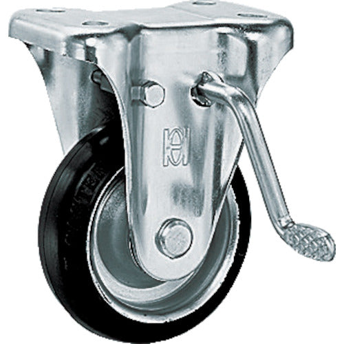 OH Press Caster KB Type Medium Load Fixed (with Bearing) with Brake Rubber Wheel Wheel Diameter 150mm OHKB-150 1 pc